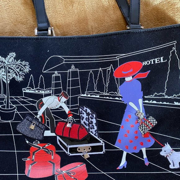 Villeroy & Boch “VB” Black & White Graphic Canvas Tote; Bellboy, Women & Dog - Picture 3 of 14